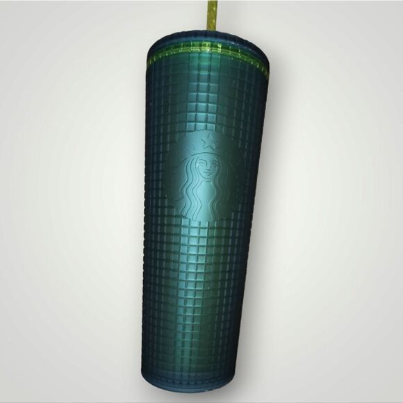 Starbucks Winter 2022 Green  Yellow  Blue 24oz Grid Cold Cup Tumbler - Picture 1 of 14